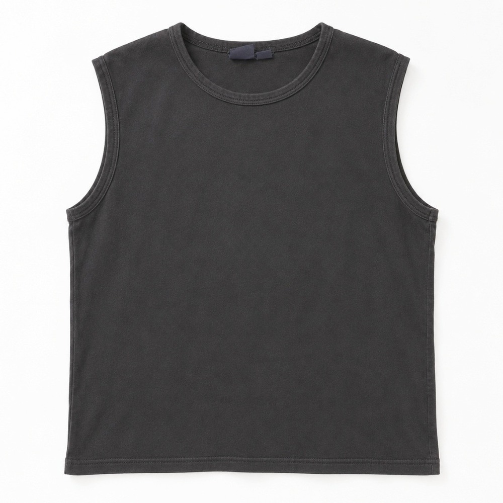 Vintage 90s Sleeveless Muscle Tee Ribbed Cotton XL Black Casual Tank Top Grunge